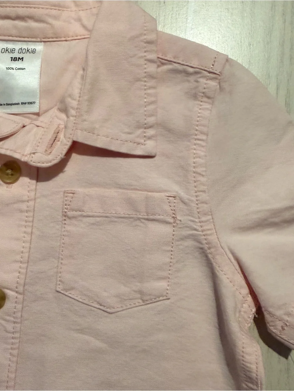 Okie Dokie Baby Boy 18M Pink Button Shirt Blue Shorts Set NWT